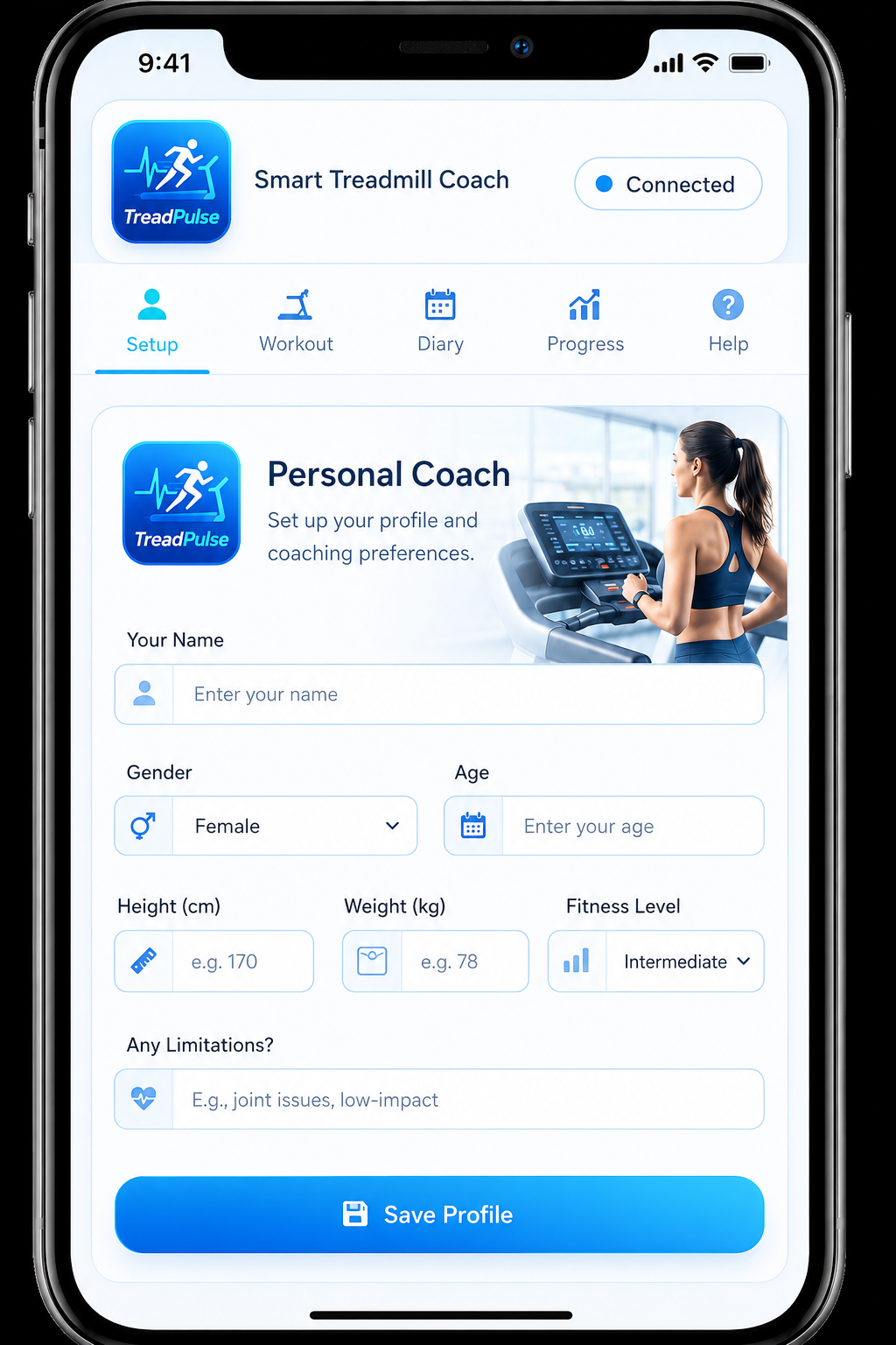 TreadPulse app screen preview